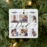 Geschenk für Vater | Familienzusammenhängung Keramikornament<br><div class="desc">Schickt ein wunderschönes personalisiertes Geschenk an euren Vater (Vater), das er für immer schätzen wird. Spezielle personalisierte Kollektion aus Foto, um Ihre eigenen Fotos und Erinnerungen zu zeigen. Unser Design zeichnet sich durch ein einfaches 6-Foto-Collage Grid-Design mit "Vater" aus, das in einem schönen, handgeschriebenen schwarzen Skriptstil entworfen wurde. Passen Sie...</div>
