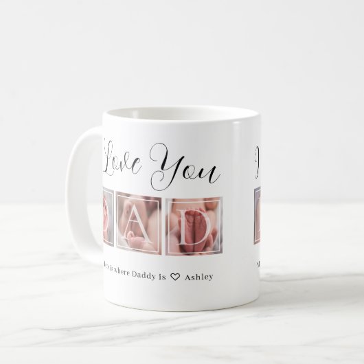 Geschenk für Vater-FotoCollage Kaffeetasse (Vorderseite Links)