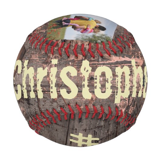 Geschenk für Vater-Holzeffekt #1 Vater Baseball (Vorderseite)