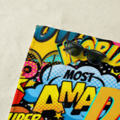 Geschenk für VATER mit eigener Marke - Comic Super Strandtuch (Beispiel)