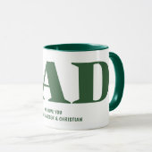 Geschenk für Vater mit Kindernamen Grüner Kaffee Tasse (VorderseiteRechts)