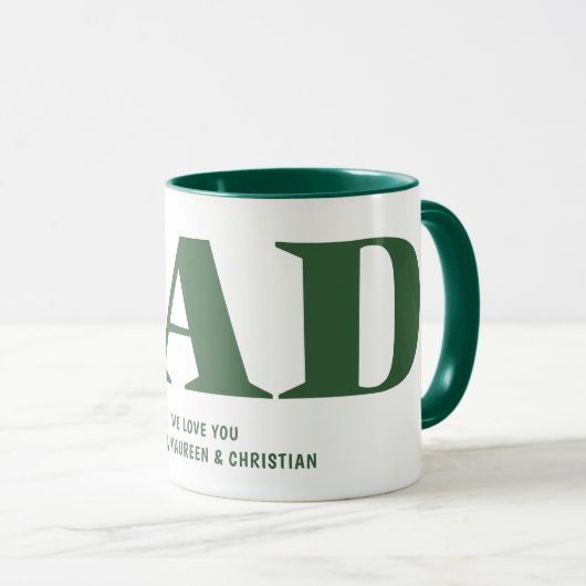 Geschenk für Vater mit Kindernamen Grüner Kaffee Tasse (VorderseiteRechts)