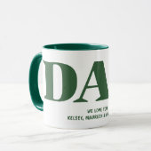 Geschenk für Vater mit Kindernamen Grüner Kaffee Tasse (Vorderseite Links)