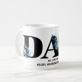 Geschenk für Vater mit Kindernamen Kaffeetasse (Vorderseite Links)