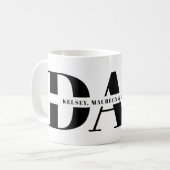 Geschenk für Vater mit Kindernamen Kaffeetasse (Vorderseite Links)