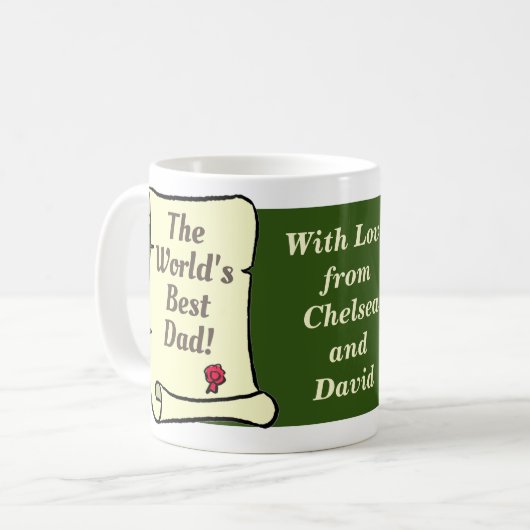 Geschenk für Vater zu Personalisieren. Kaffeetasse (Vorderseite Links)