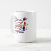 Geschenk für Visagisten: Blend Slay Repeat Ästheti Kaffeetasse (Vorderseite Links)
