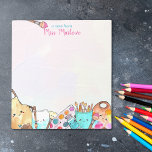 Geschenk für Wasserfarben Kunst Lehrer Notizblock<br><div class="desc">Feiern Sie die Kreativität und Leidenschaft von Kunstlehrern mit unserem niedlichen Watercolor Art Teacher Wertschätzung Personalisiert Notepad! Dieses speziell für Kunstlehrer entworfene, charmante Notizblock zeigt einen skurrilen Rahmen, der mit mehreren Cliparts von Farbvorräten gefüllt ist - Pinsel, Farben und die Schürze eines Künstlers - und das die lebendige Essenz des...</div>