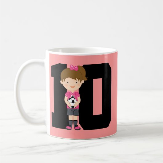 Geschenk Fußball-Jersey-Zahl-10 (Mädchen) Kaffeetasse (Links)