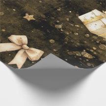 Geschenk Gold Glitter Sterne Sternen Geschenkpapie