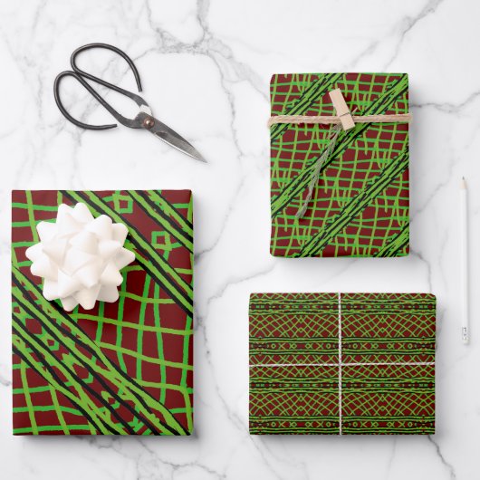 Geschenk Grüne Woche mit rotem Hintergrund Geschenkpapier Set (Vorderseite)