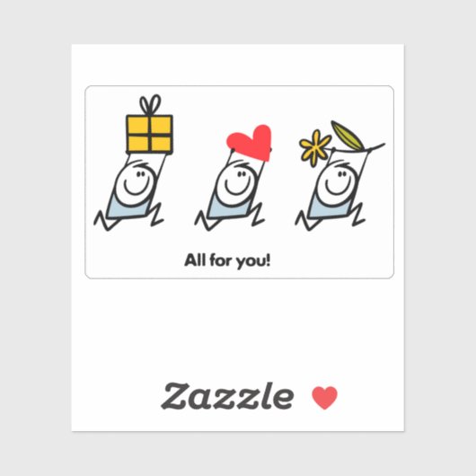 Geschenk, Herz und Blume Aufkleber (Blatt)