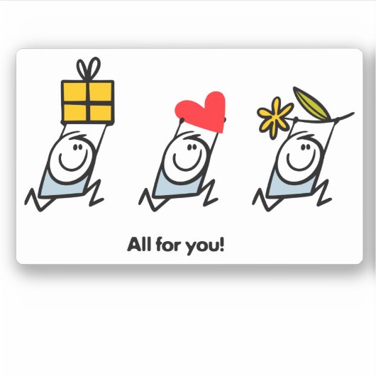 Geschenk, Herz und Blume Aufkleber (Vorderseite)