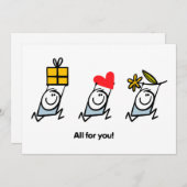 Geschenk, Herz und Blume Feiertagskarte (Vorne/Hinten)