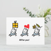 Geschenk, Herz und Blume Feiertagskarte (Stehend Vorderseite)