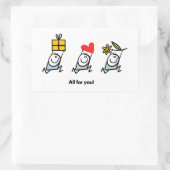 Geschenk, Herz und Blume Rechteckiger Aufkleber (Tasche)