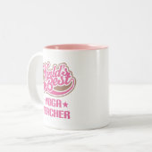 Geschenk-Idee für Yoga-Lehrer-Frauen (Welten am Zweifarbige Tasse (Vorderseite Links)