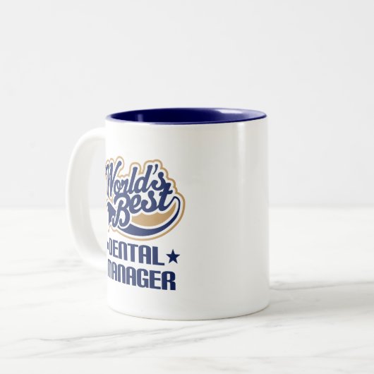 Geschenk-Idee für zahnmedizinischen Manager Zweifarbige Tasse (Vorderseite Links)