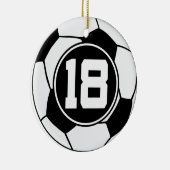 Geschenk-Idee Fußball-Jersey-Zahl-18 Keramik Ornament (Rechts)