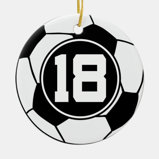 Geschenk-Idee Fußball-Jersey-Zahl-18 Keramik Ornament (Vorne)