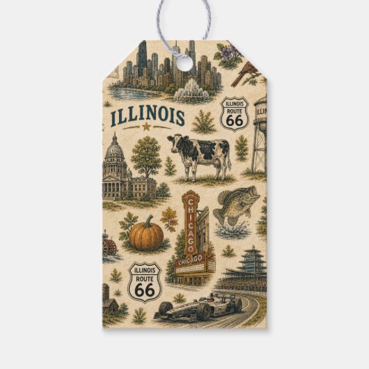 Geschenk Illinois Route 66 Skyline   Geschenkanhänger (Vorderseite)