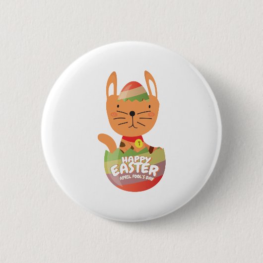 Geschenk-Katzen-Ei Ostern Ostern-Aprilscherzes Button (Vorderseite)