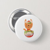 Geschenk-Katzen-Ei Ostern Ostern-Aprilscherzes Button (Vorne & Hinten)