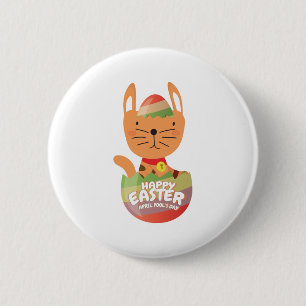Geschenk-Katzen-Ei Ostern Ostern-Aprilscherzes Button