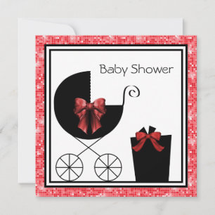 Geschenk-Kinderwagen rote und schwarze Babyparty-E Einladung