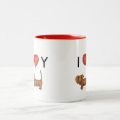 Geschenk Liebe I Sie - niedliches DackelValentines Zweifarbige Tasse (Mittel)