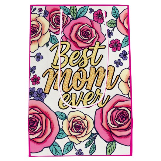 Geschenk Luxus Floral Modern Collection Mittlere Geschenktüte (Rückseite)