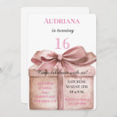 Geschenk mit Bow 16. Geburtstag Einladung (Vorne/Hinten)