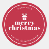 Geschenk mit einem Bow Weihnachtsgeschmack Runder Aufkleber (Vorderseite)