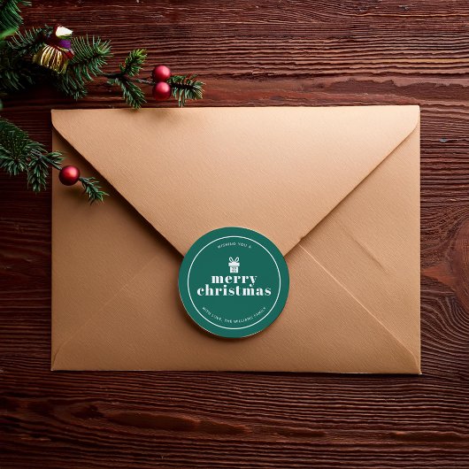 Geschenk mit einem Bow Weihnachtsgeschmack Runder Aufkleber