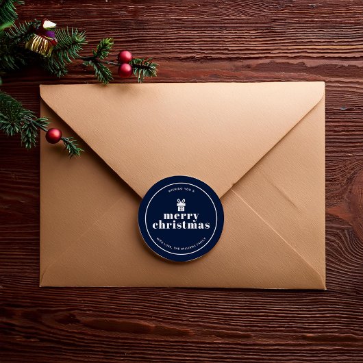 Geschenk mit einem Bow Weihnachtsgeschmack Runder Aufkleber