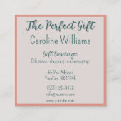 Geschenk mit floraler Verpackung, pinkgrün Quadratische Visitenkarte (Rückseite)