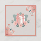 Geschenk mit floraler Verpackung, pinkgrün Quadratische Visitenkarte (Vorderseite)