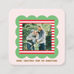 Geschenk mit gewelltem Rahmen und Weihnachtsfoto m Begleitkarte