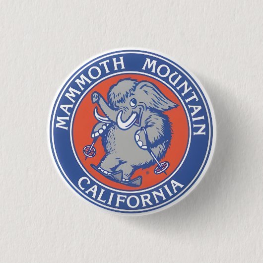 Geschenk mit Vintage-Mammoth-Mountain-Skigebiet-Be Button (Vorderseite)