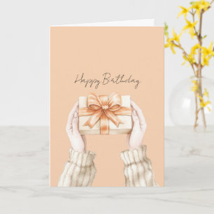 Geschenk Pfirsich Schleifenband Geburtstag Karte