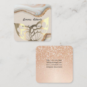 Geschenk Rosa und Weiß Glitter Moderne Visitenkart Quadratische Visitenkarte