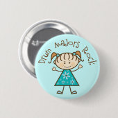 Geschenk Strichfigur-Mädchen-Tambourmajor-Felsen Button (Vorne & Hinten)
