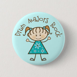 Geschenk Strichfigur-Mädchen-Tambourmajor-Felsen Button