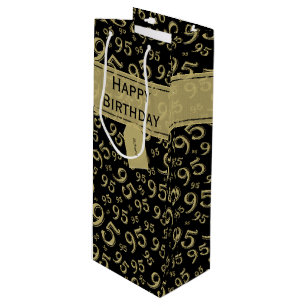 Geschenk Tag Geburtstag 95 Zahlenmuster Schwarz/Go Geschenktüte Für Weinflaschen
