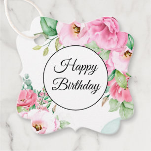 Geschenk Tag Pink Blumengeburt Geschenkanhänger