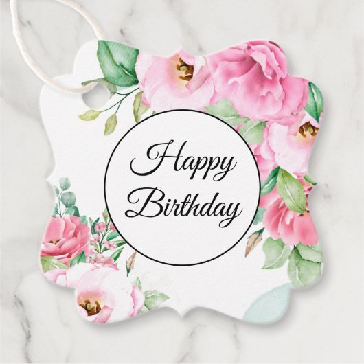 Geschenk Tag Pink Blumengeburt Geschenkanhänger (Vorderseite)