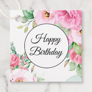 Geschenk Tag Pink Blumengeburt Geschenkanhänger