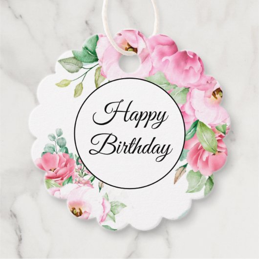 Geschenk Tag Pink Blumengeburt Geschenkanhänger (Vorderseite)
