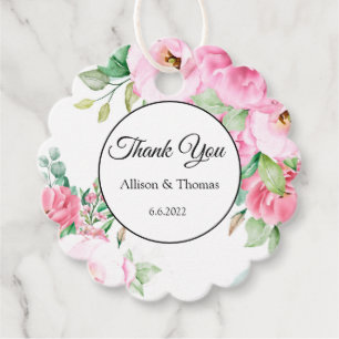 Geschenk Tag Pink Floral Vielen Dank Geschenkanhänger