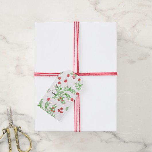 Geschenk Tag Raphaella Blooming Berries Design Geschenkanhänger (Mit Garn)